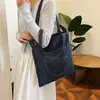 Bolsa de Lona de Comercio Exterior Gran Capacidad Bolso de Hombro para Mujer 2026 Nuevo Bolso Tote de Mezclilla Retro Bolsa para Estudiantes