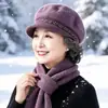 Chapéus de inverno para mulheres de meia-idade e idosas com veludo plus espessado, chapéu de lã quente para idosos, mãe, boné, chapéu de tricô de pele de coelho para senhoras idosas