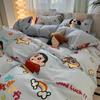 Ropa de cama de cuatro piezas de oso azul de dibujos animados estilo coreano individual doble funda de edredón sábanas juego de tres piezas dormitorio de estudiantes