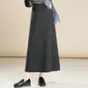 Elegante falda de línea A a rayas para mujer, nueva colección otoño 2026, de cintura alta, estiliza, con caída fluida, falda midi de moda