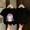 Camiseta de Manga Corta de Algodón Puro para Niñas Verano Fina Estampada Parte de Arriba Suelta Transpirable Amigable con la Piel para Niños Camiseta Básica