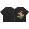High Street REPRESENT Estampa Cavaleiro Pégaso Vintage Lavado Antigo Unissex Solta Manga Curta Casual Tendência Camiseta