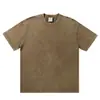 Camiseta Informal Casual de Manga Corta, Color Sólido Resistente, Copo de Nieve Vintage Lavado, Hombro Caído, Algodón Puro Hecho a Medida, Corte Holgado Unisex, 300g