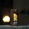 Collar Colgante Guanyin Tathagata Tallado en Sándalo Incrustado con Madera de Águila Estilo Pareja Estilo Chino Collar para Colgar del Cuello