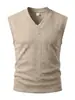 Chaleco de Punto con Cuello en V para Hombre Transfronterizo 2026, de Peso Pesado, Jacquard Texturizado, Sin Mangas, Multicolor, Chaleco Suéter Casual