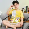 Pijama de Verão para Meninas, Algodão Penteado Manga Curta Estilo Fino 2026 Conjunto de Verão para Crianças Meninas, Roupa de Casa para Crianças Maiores