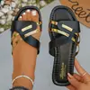 Sandalias planas de color block con punta redonda para mujer, estilo nuevo 2026, tallas grandes europeas y americanas, para uso casual al aire libre