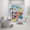 Venta caliente transfronteriza directo de fábrica Mickey estampado digital poliéster impermeable a prueba de moho cortina de ducha cortina de baño de cuatro piezas
