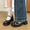 Zapatos Mary Jane de Estilo Francés que Aumentan la Altura con Falda, Zapatos Pequeños de Piel, Nuevos Zapatos de Plataforma con Tacón Grueso Negros Otoño 2026 para Personas Bajitas
