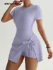 Nuevo Vestido Deportivo de Dos Piezas Falsas Anti-reflejos Ajustado con Tirantes Adelgazantes Casual Fitness Espalda Bonita Vestido de Yoga Tenis