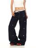 Jeans Anchos Bordados con Estrellas de Colores Estilo Americano Transfronterizo para Mujer, Sueltos, Casual, de Cintura Baja y Caída