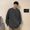 Camiseta pesada de algodón para hombre, marca de moda, de alta calidad, holgada, casual, negra pura, manga larga, oversize, interior, camisa base