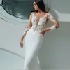 Vestido de Casamento Leve de Comércio Exterior com Manga Longa 2026 Novo Modelo Simples Sereia Costas Abertas Foto de Viagem Cauda Pequena Emagrecedor Vestido de Casamento Principal