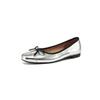 Zapatos planos de lazo súper suaves de color combinable para otoño de 2024, punta redonda, cuero completo, boca escotada, zapatos suaves para mujer
