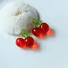 Colgante de acrílico transparente con forma de cereza, accesorio para hacer tú mismo, pendientes hechos a mano, tocado, llavero, funda para teléfono.