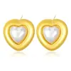 Aretes de Perla, Aretes Dulces y de Moda con Forma de Corazón de Acero Inoxidable, Aretes Trendy de Estilo Ins para Chicas, Estilo Hada, Venta al por Mayor