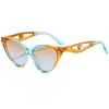 Nuevas Gafas de Sol para Mujer Estilo Ojo de Gato Transfronterizas con Patillas de Perla Hueca, Patrones Multicolor, Gafas Versátiles, En Stock 5697