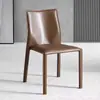 Cadeira de Jantar Minimalista Italiana em Couro de Sela Transfronteiriça para Uso Doméstico Apartamento Pequeno Fabricante de Bancos Mesa e Cadeiras de Jantar de Luxo Leve Europeu Designer