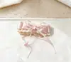 Celebridade da internet estilo coreano popular luxo leve rosa bolinhas renda presilha banana gravata rabo de cavalo alto fita laço presilha banana presilha de cabelo