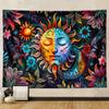 Tapiz Sol y Luna de Comercio Exterior Transfronterizo Decoración de Habitación para el Hogar Tela Colgante Amazon Más Vendido Tapiz de Plantas y Flores