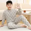 Conjunto de Roupa Íntima de Algodão para Meninos Outono, Conjunto de Pijama Térmico Camada Base Estudantil para Crianças de Tamanho Médio e Grande, Tamanho Plus