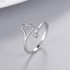 Anillo con Forma de Corazón Minimalista Plateado con Inscripción de Corona para Mujer Anillo Abierto de Moda Individual Hueco de Corazón en Plata 925 Pulsera Anillo de Plata