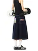 Comércio Exterior Retrô Americano Esportivo Verão Masculino e Feminino Padrão Estampado Jeans Versátil Perna Reta Cropped Jeans Tendência