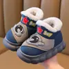 Pantuflas de algodón para niños, de suela suave, forradas de felpa, engrosadas para abrigar, piel sintética PU, impermeables, diseño de dibujos animados, unisex, para bebés