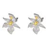 Nuevos Pendientes Florales de Oudina para Mujer, Circonita Microincrustada, Moda de Lujo Ligero, Pendientes con Cierre de Plata S925