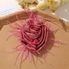 Outono e Inverno Suave e Etéreo Seda com Tule de Penas Rosa Clip de Cabelo DIY Elástico de Cabelo Acessório de Cabelo Corsage Acessórios para Roupa