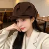 Gorra Plana Octagonal de Lana Estilo Coreano Sombrero Retro para Citas Hace la Cara Más Pequeña Gorra de Pintor Venta al por Mayor de Fábrica Gorra Plana Boina