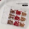 Conjunto de 12 peças de acessórios de nail art de laço de desenho animado, decoração de unhas de laço de resina tridimensional na cor Maillard de outono e inverno