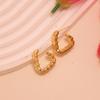 Aretes de Martillo en Forma de C con Electrochapado Europeo y Americano Oro y Plata Viento Frío Gotas de Agua Aretes Geométricos de Amor Simple Joyería para Mujeres