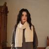 Bufanda Tejida de Color Sólido 100% Lana a Rayas para Invierno Sencilla Combinable Coreana de Doble Cara para Pareja a Prueba de Frío y Mantenedora del Calor