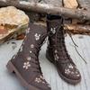 Botas de Cavaleiro de Cano Alto com Salto Quadrado Novas para Outono e Inverno para Mulheres Grande Tamanho Transfronteiriço Sapatos Femininos de Comércio Exterior Botas de Cor Sólida com Zíper Lateral