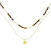 Colección de Otoño Collar de Perlas Piedra Ojo de Tigre Nuevo Estilo Chino Elegante y Versátil Cadena para Clavícula de Perlas de Agua Dulce en Capas