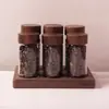 Juego de latas de café de madera de nogal negro transfronterizo, retro, alrededor de cafetería, con agujero, lata pequeña, recipiente vacío