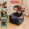 Banqueta Giratoria Xiaoyao para Cambiar Zapatos Sala de Estar Madera Maciza Respaldo Giratorio Taburete Sofá Hogar Jacquard Rueda Universal Taburete con Polea Taburete Bajo