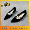Sapatos Mary Jane Prata Franceses Femininos Bico Fino Planos Femininos Sapatos Rasos Xadrez com Solado Macio Femininos 2025 Nova Coleção Primavera e Outono