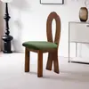 Mesa de Jantar e Cadeiras Vintage Estilo Francês, Cadeira de Maquiagem Design Nórdico Sereia com Encosto, Cadeira de Madeira Maciça Estilo Wabi-Sabi para Uso Doméstico Meio do Século