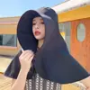 Sombrero de ala ancha para protección solar para mujer, Chal de protección solar UV de verano, Protección para cuello y cara, Sombrero de pescador, Sombrero de sol plegable