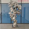 Escultura de Acero Inoxidable Piedra Taihu, Rocalla Metálica, Piedra Laminada, Guijarros, Superficie Espejo, Adorno Abstracto para Fuente de Agua al Aire Libre