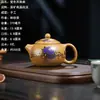 Fábrica Original em Yixing, Bule de Argila Roxa Totalmente Feito à Mão, Bule de Argila Roxa Argila Vermelha de Mina de Carvão Pequena de Minério Original, Bule Xishi Totalmente Feito à Mão