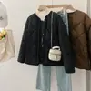 Nueva Chaqueta de Algodón Ligera con Plumas Otoño e Invierno 2025 Cuello Redondo Cuadros de Diamante Estilo Coreano Ajustada Chaqueta para Mujer