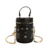Mini bolso cilíndrico transfronterizo para mujer, nuevo bolso tipo cubo de hombro personalizado, bolso bandolera con cadena para lápiz labial y monedero