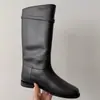 Versión de Piel de Vaca Estilo Coreano Botas de Caballero para Mujer Punta Redonda Tacón Grueso Caña Ancha Botas Vaqueras Occidentales Hebilla de Cinturón Bota Larga de Media Caña
