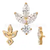 Joias para Piercing de Titânio Guanzhunniu F136/G23 com Diamante Colorido Tipo Folha de Bordo Brincos Rosqueados Internamente e Piercings Labiais Diretamente do Fabricante