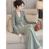Traje Único y Hermoso, Nueva Moda de Principios de Otoño, Top Holgado de Cuello V, Pantalones, Vestido Pequeño de Alta Gama, Elegante Conjunto de Dos Piezas