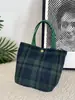 08181 Ins Retro Lana Cuadros Bolsa de Almuerzo Estilo Fresco Artístico Bolso de Mano Cuadros Artículos Varios Bolso de Mano para Mujer