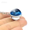 Collar de 12 Constelaciones Plata Bola de Cristal Azul de Constelación Colgante Joyería de Pareja para Hombres y Mujeres Regalo de Cumpleaños para Estudiantes Niños